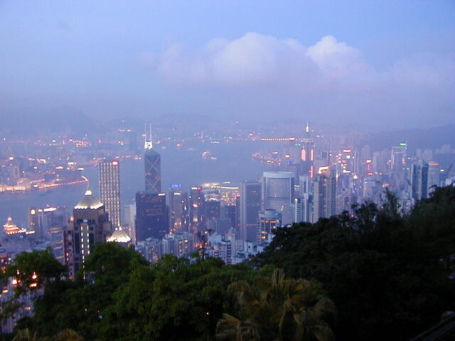 Hong Kong city skyline at dusk