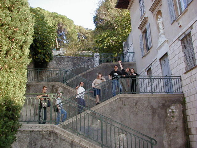 People on steps