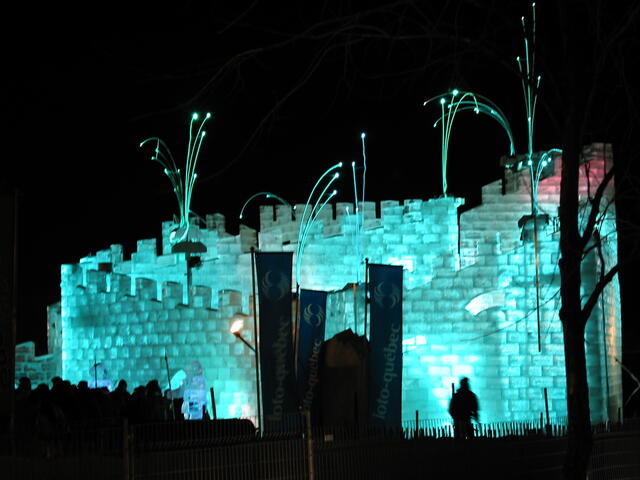 Ice castle at night