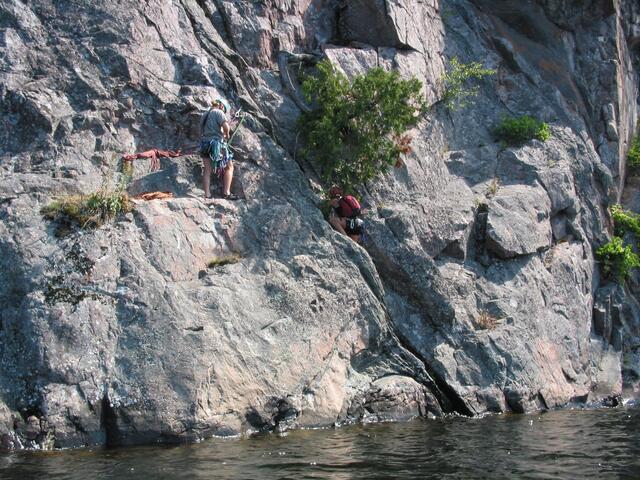 Tristen and Josee climbing