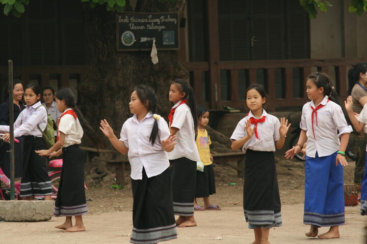 Schoolgirls dancing
