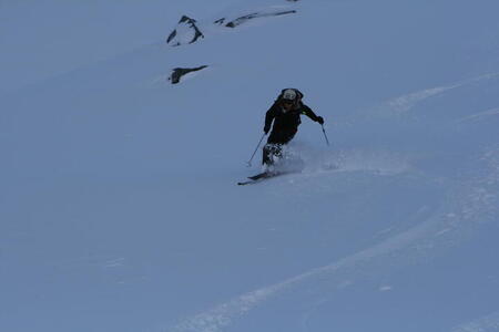 Photo: Kendra skiing