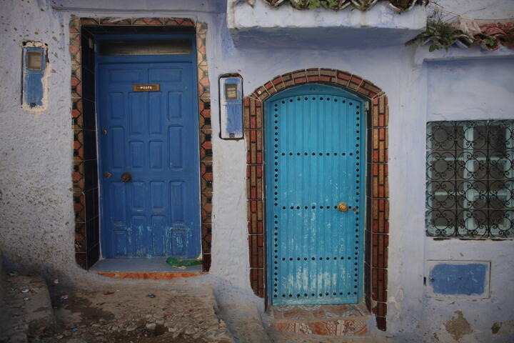Two blue doors
