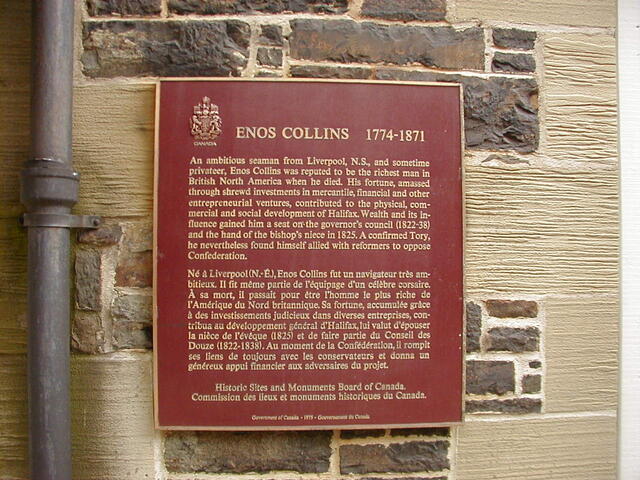 Enos Collins plaque