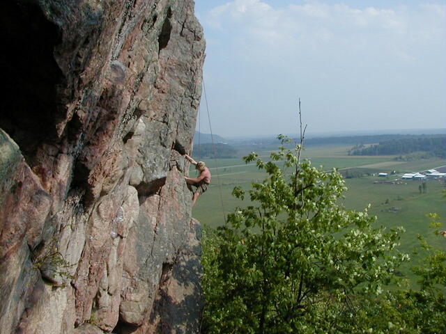 Action shot of Lane climbing
