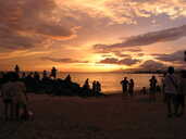 Watching the sunset on Waikiki Beach, Hawaii, May 2002