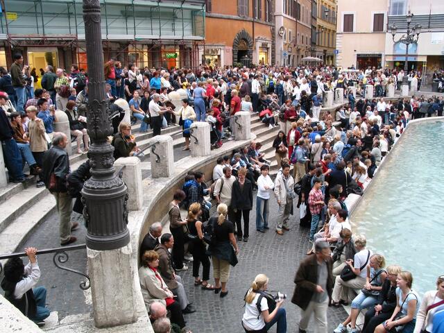 People at Trevi fountain