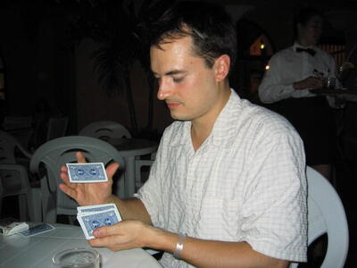 Photo: Gerald shuffling cards
