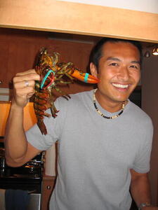 Photo: Chris with lobsters