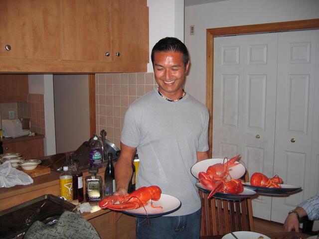 Chris serving lobster