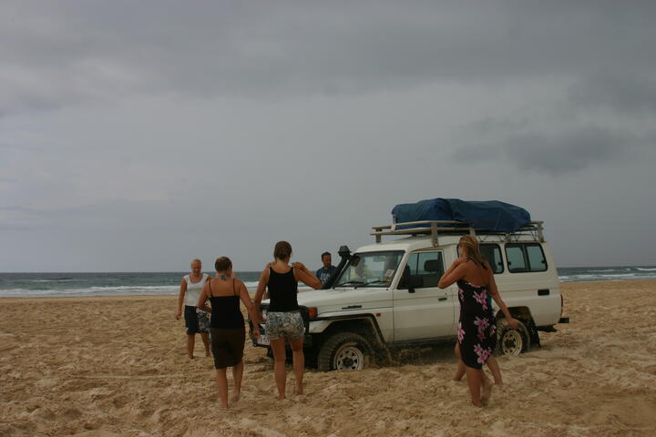 Tourists stuck in sand