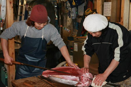 Photo: Cutting tuna