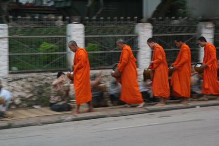 Photo: Monks collecting alms
