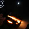 Photo: Headlamp, fire, moon